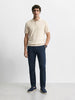 Men's Navy Blue Regular Fit Solid Casual Chinos