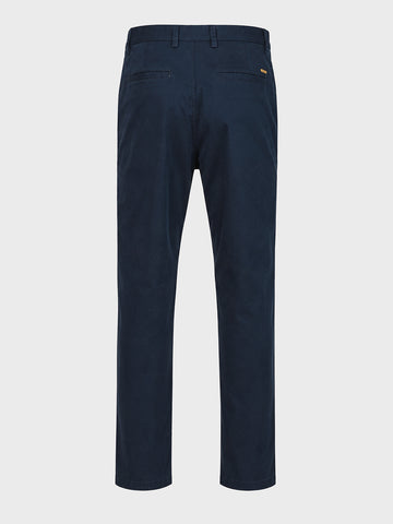 Men's Navy Blue Regular Fit Solid Casual Chinos