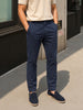 Men's Navy Blue Regular Fit Solid Casual Chinos