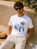 Men's White Relaxed Fit Graphic Printed Casual T-Shirts