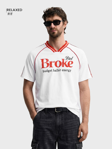 Men's White Relaxed Fit Printed Casual T-Shirt