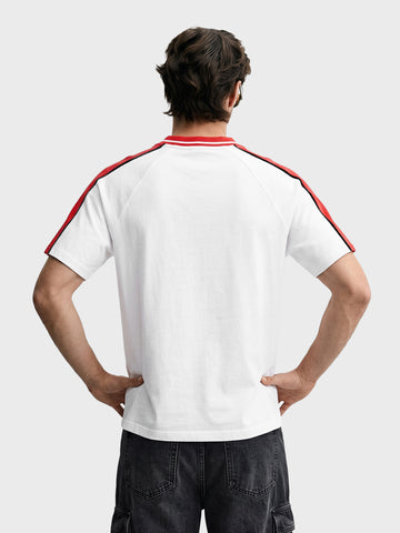 Men's White Relaxed Fit Printed Casual T-Shirt