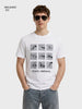 Men's White Relaxed Fit Graphic Printed Casual T-Shirts