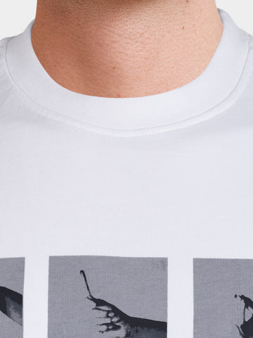 Men's White Relaxed Fit Graphic Printed Casual T-Shirts