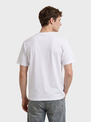 Men's White Relaxed Fit Graphic Printed Casual T-Shirts