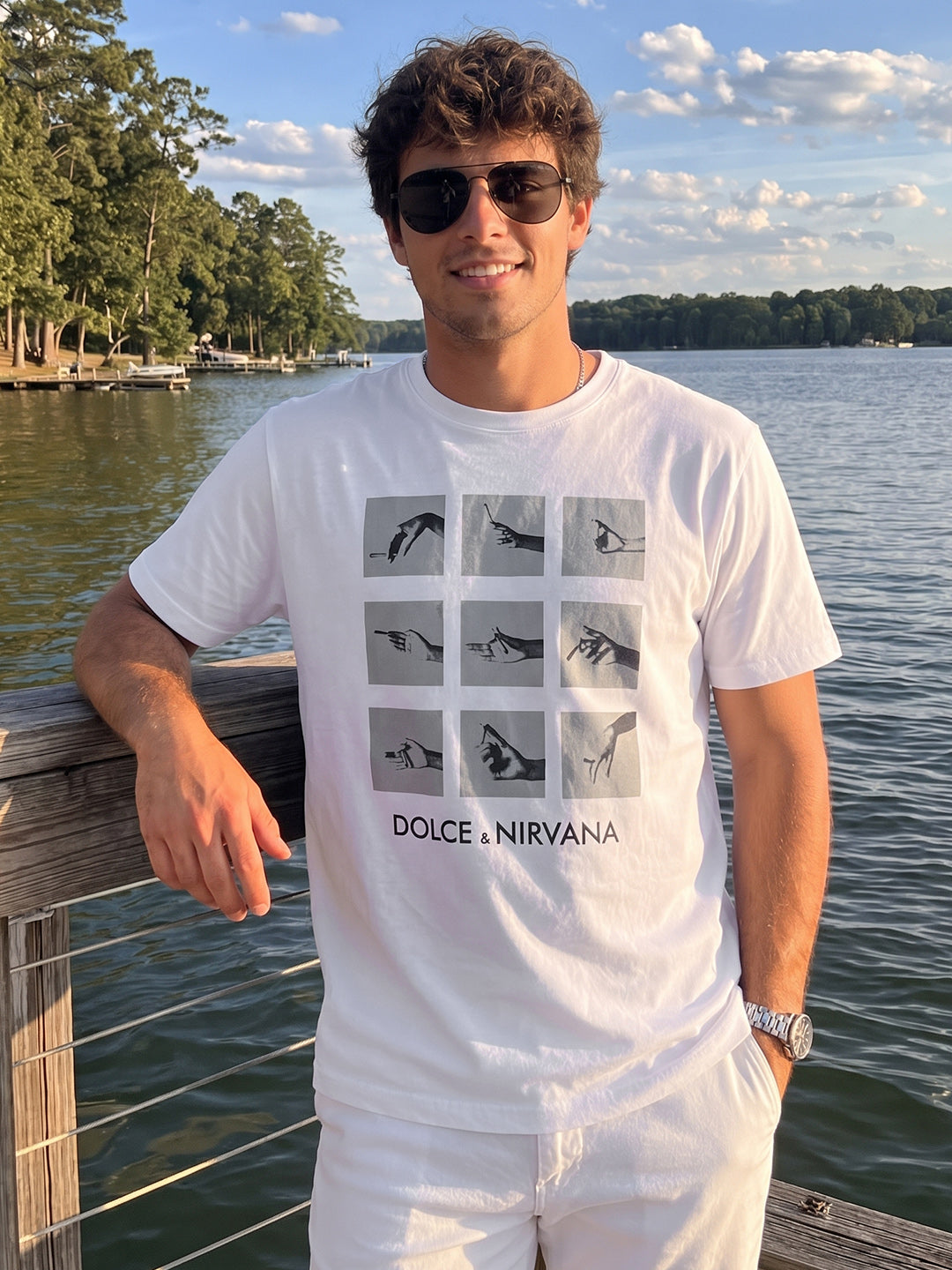 Men's White Relaxed Fit Graphic Printed Casual T-Shirts