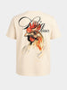 Men's Cream Relaxed Fit Graphic Printed Casual T-Shirt