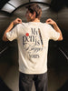 Men's Cream Relaxed Fit Graphic Printed Casual T-Shirt