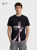 Men's Black Relaxed Fit Graphic Printed Casual T-Shirts