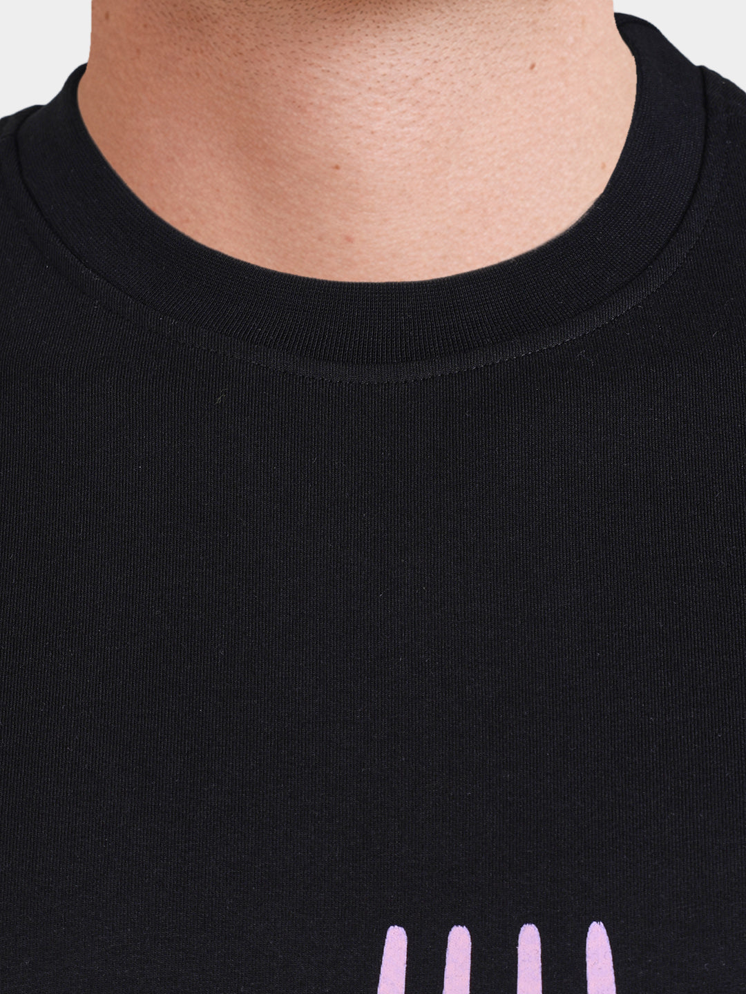 Men's Black Relaxed Fit Graphic Printed Casual T-Shirts