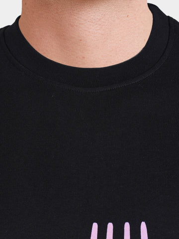 Men's Black Relaxed Fit Graphic Printed Casual T-Shirts