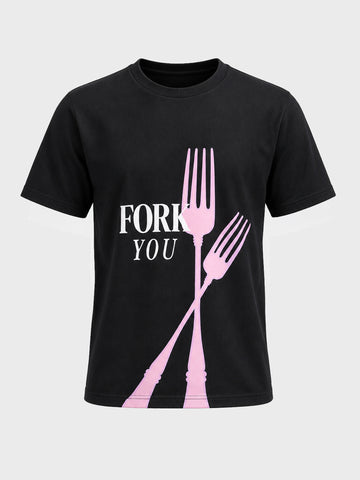 Men's Black Relaxed Fit Graphic Printed Casual T-Shirts