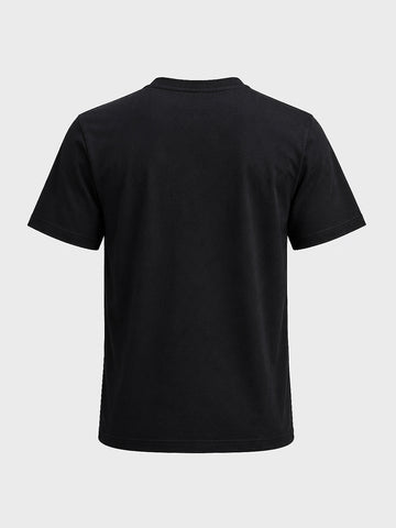 Men's Black Relaxed Fit Graphic Printed Casual T-Shirts