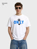 Men's White Relaxed Fit Graphic Printed Casual T-Shirt