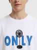 Men's White Relaxed Fit Graphic Printed Casual T-Shirt