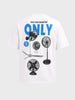 Men's White Relaxed Fit Graphic Printed Casual T-Shirt