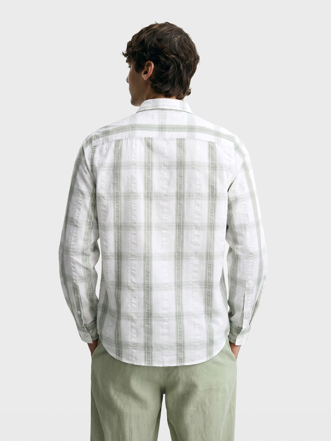 Men's Green Regular Fit Checkered Casual Shirt