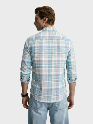 Men's Rust Slim Fit Checkered Casual Shirt