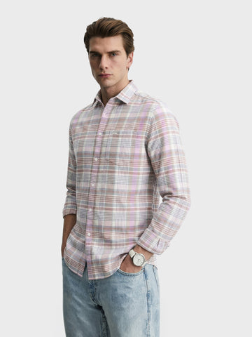 Men's Green Slim Fit Checkered Casual Shirt