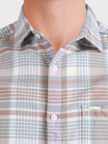 Men's Green Slim Fit Checkered Casual Shirt