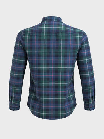 Men's Teal Slim Fit Checkered Casual Shirt