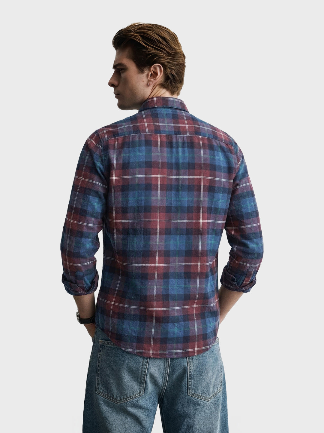 Men's Brown Slim Fit Checkered Casual Shirt