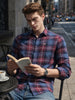 Men's Brown Slim Fit Checkered Casual Shirt