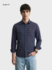 Men's Navy Blue Slim Fit Checkered Casual Shirt