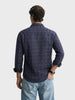 Men's Navy Blue Slim Fit Checkered Casual Shirt
