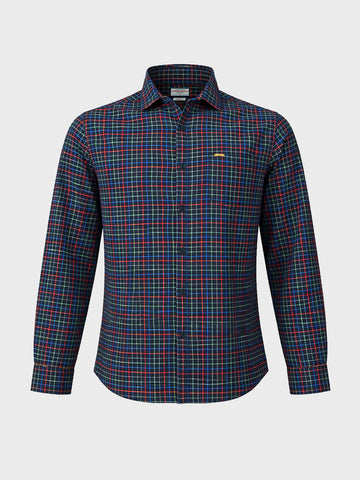 Men's Navy Blue Slim Fit Checkered Casual Shirt