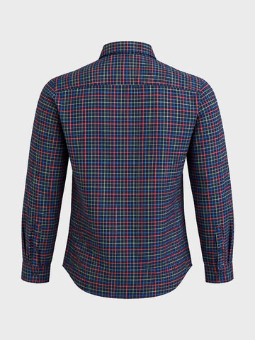 Men's Navy Blue Slim Fit Checkered Casual Shirt