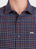 Men's Navy Blue Slim Fit Checkered Casual Shirt