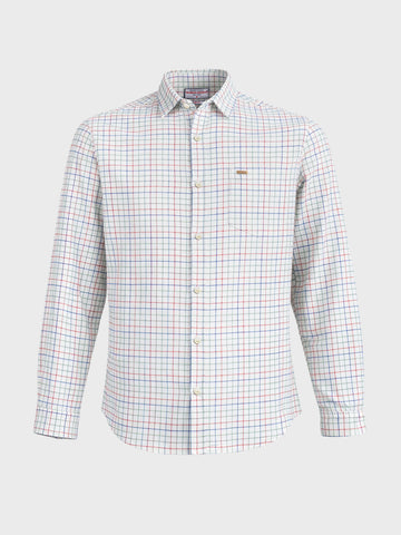 Men's Cream Slim Fit Checkered Casual Shirt