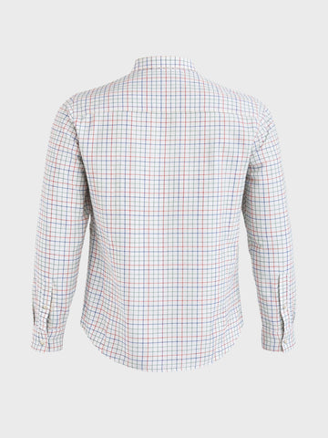 Men's Cream Slim Fit Checkered Casual Shirt