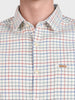 Men's Cream Slim Fit Checkered Casual Shirt