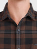 Men's Khaki Slim Fit Checkered Casual Shirt