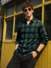 Men's Green Slim Fit Checkered Casual Shirt