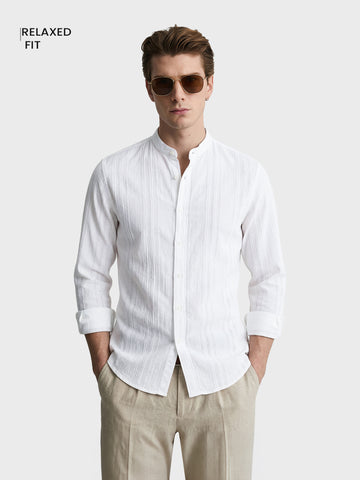 Men's White Regular Fit Solid Casual Shirt