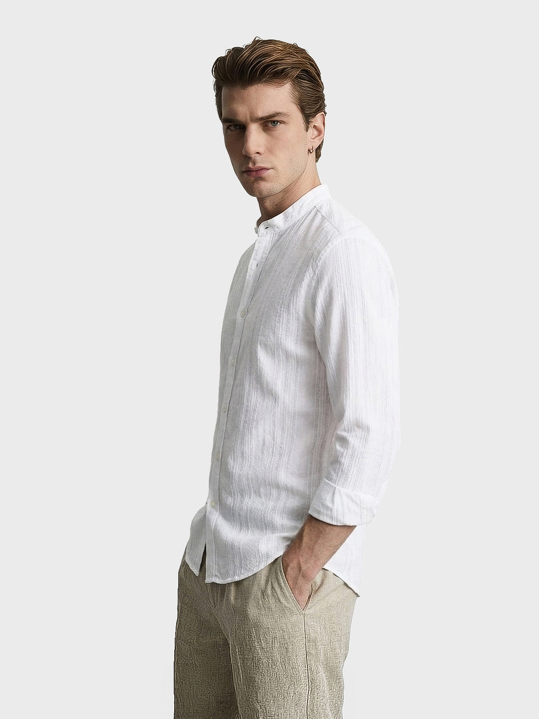 Men's White Regular Fit Solid Casual Shirt