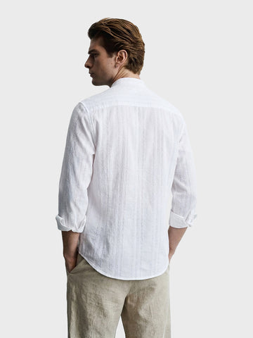 Men's White Regular Fit Solid Casual Shirt