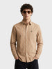 Men's Khaki Slim Fit Striped Casual Shirt