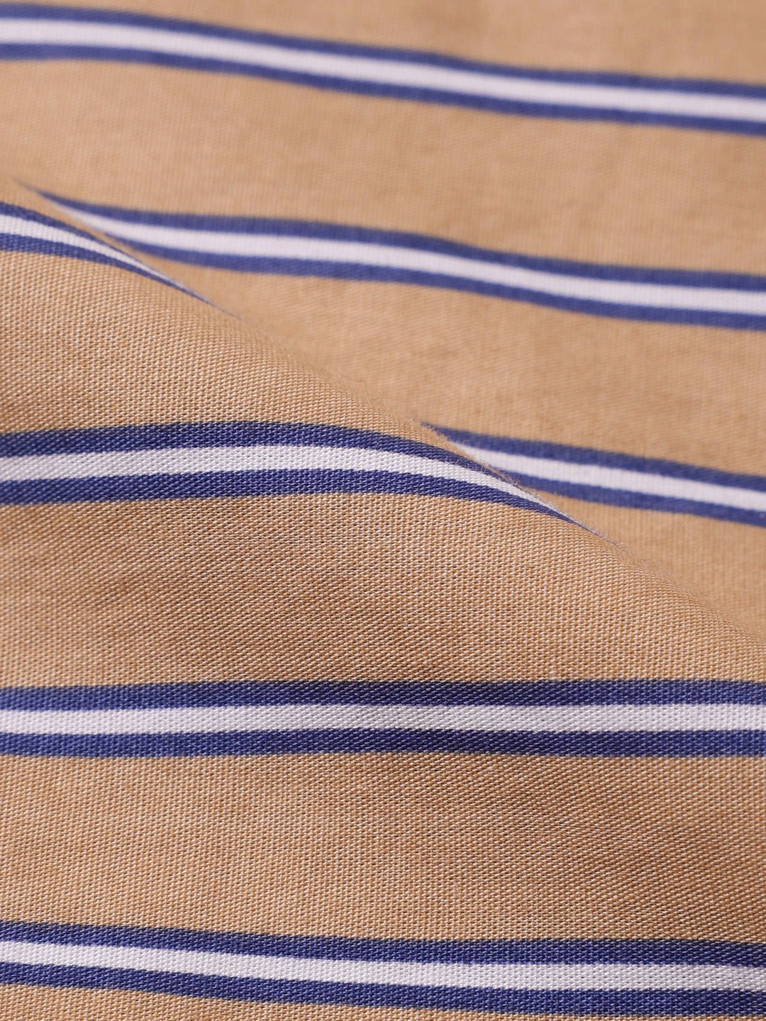 Men's Khaki Slim Fit Striped Casual Shirt