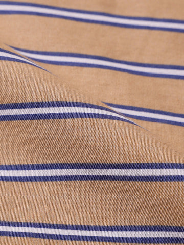 Men's Khaki Slim Fit Striped Casual Shirt