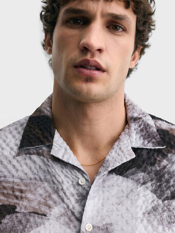Men's Brown Relaxed Fit Printed Casual Shirt