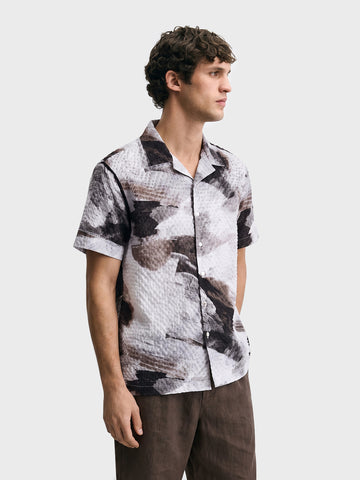 Men's Brown Relaxed Fit Printed Casual Shirt