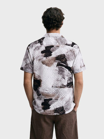 Men's Brown Relaxed Fit Printed Casual Shirt