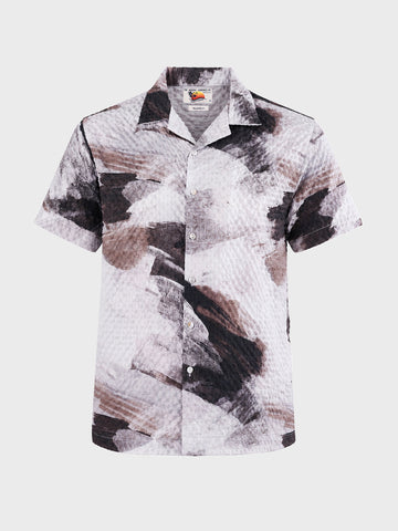 Men's Brown Relaxed Fit Printed Casual Shirt