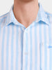 Men's Blue Regular Fit Embroidered Casual Shirt