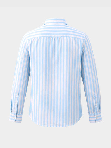 Men's Blue Regular Fit Embroidered Casual Shirt