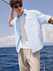 Men's Blue Regular Fit Embroidered Casual Shirt